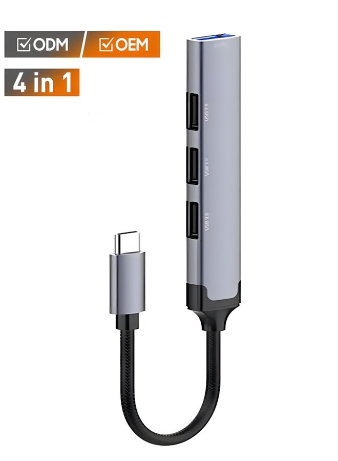 START USB-C Hub 4 in 1 with 3 USB 2.0 Ports – Type-C OTG Adapter – Up to 480Mbps Data Transfer – Plug & Play – Compatible with MacBook, Laptop & Android - Image 1